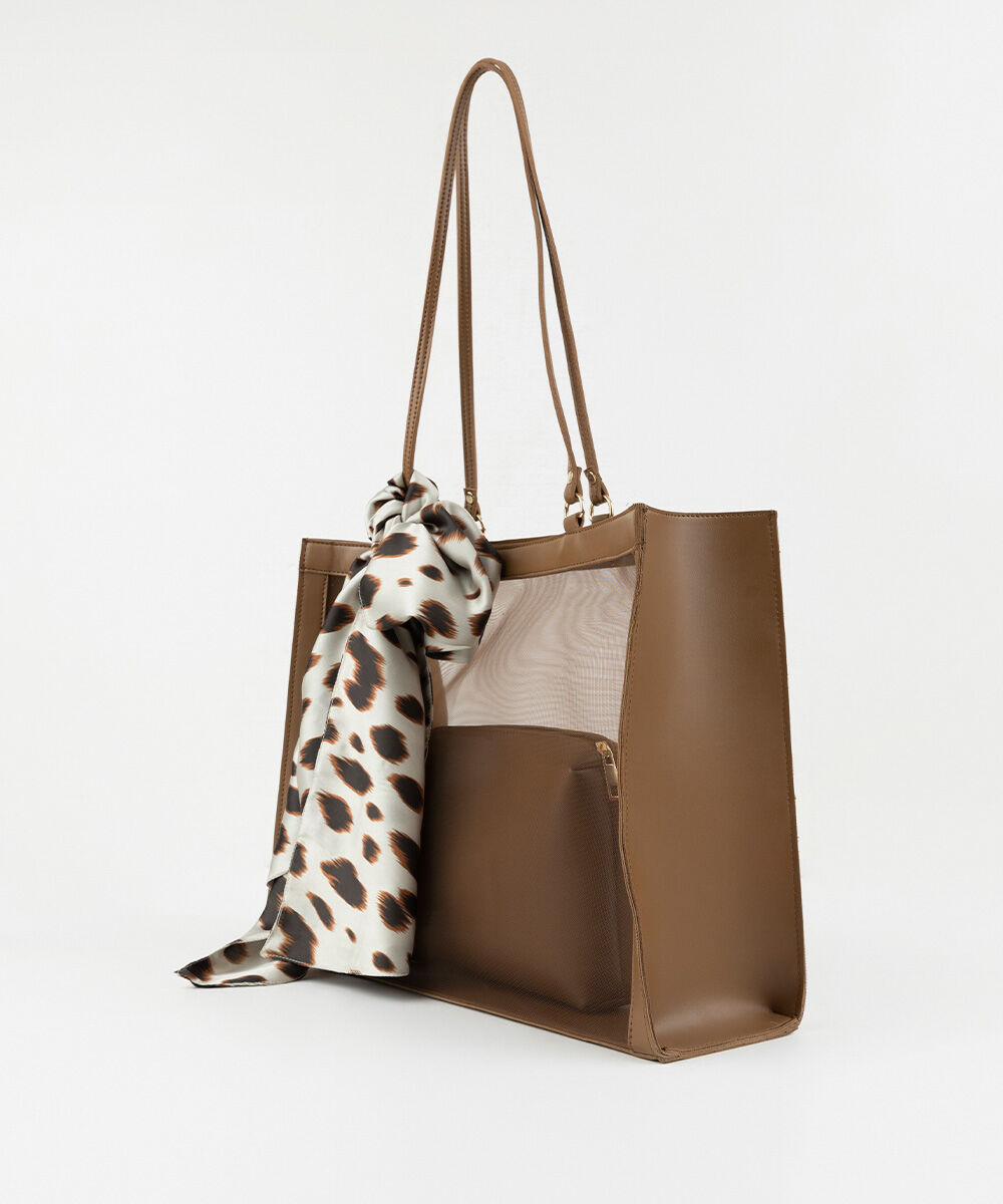 Woman - Brown Brown Net Tote Bag