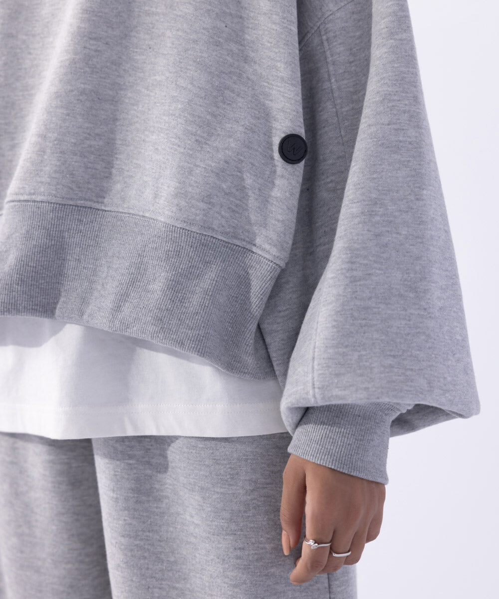 Woman - Grey Oversized Cropped Sweatshirt