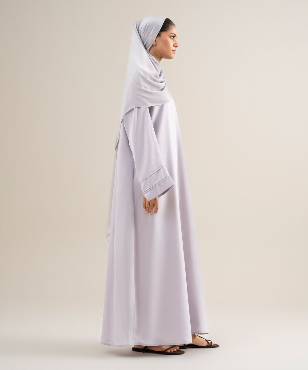 Women's Polyster Mauve Kimono Abbaya Set