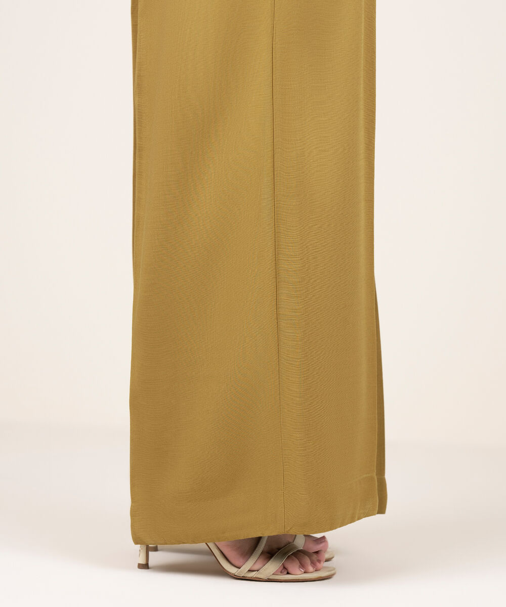 Women's RTW Herringbone Solid Brown Culottes