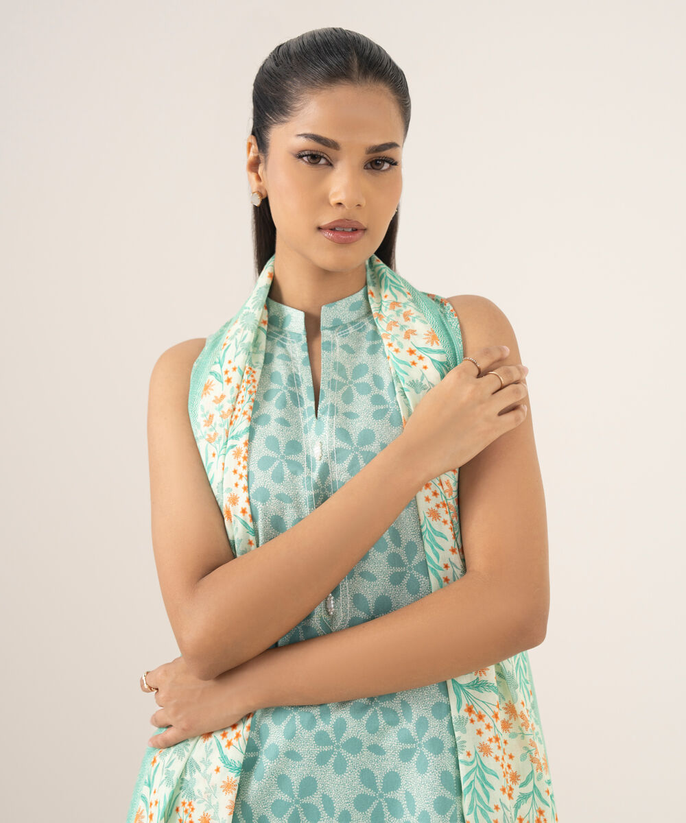 Women's Unstitched Lawn Printed Multi Three Piece Suit