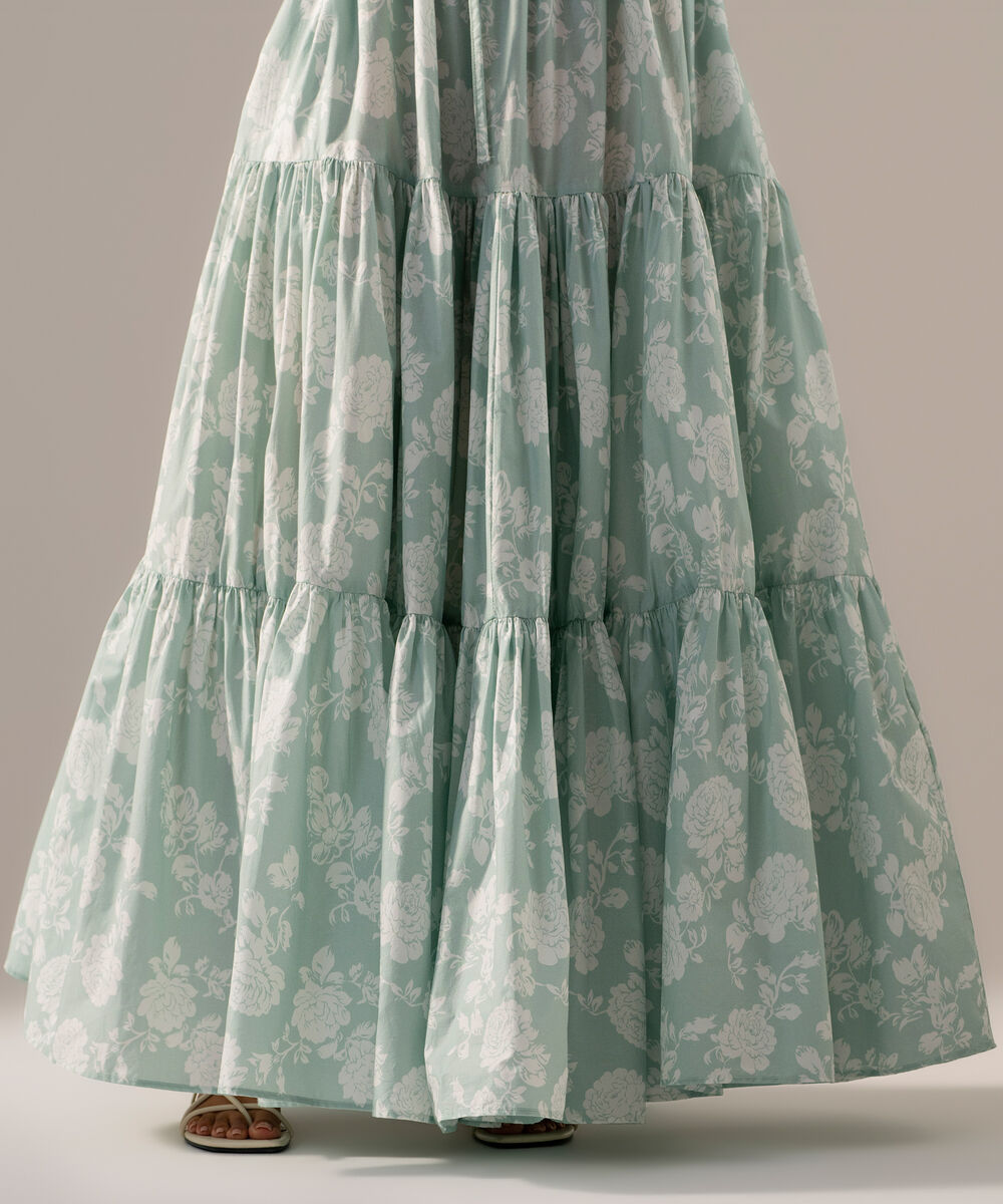 Women's RTW Poplin Printed White Skirt