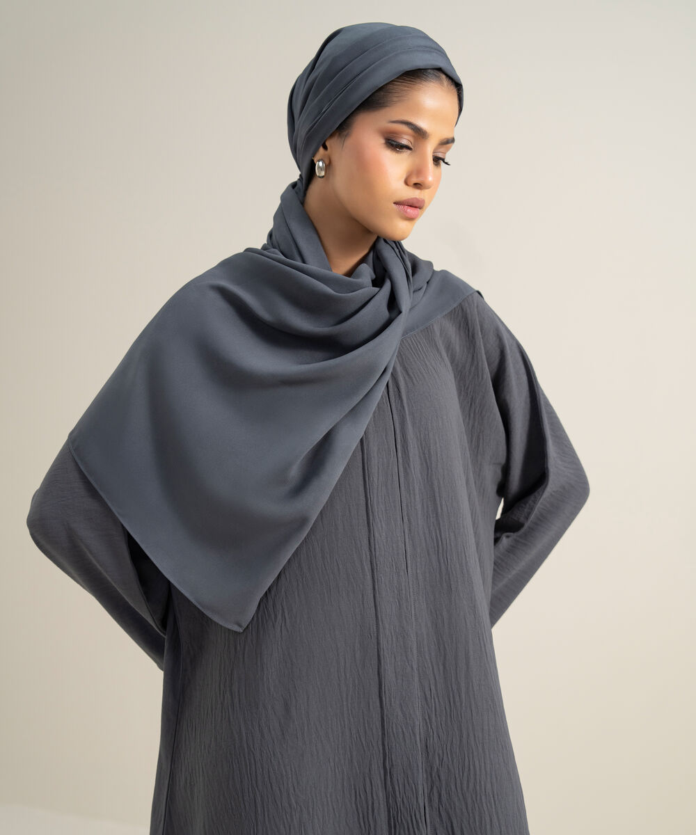 Women's Polyester Grey Kimono Abbaya Set