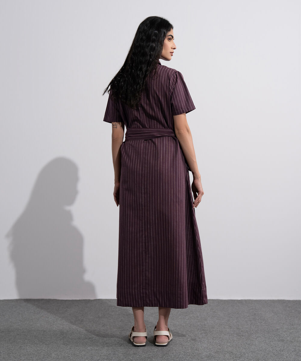 Women's Multi Linen Blend Striped Dress