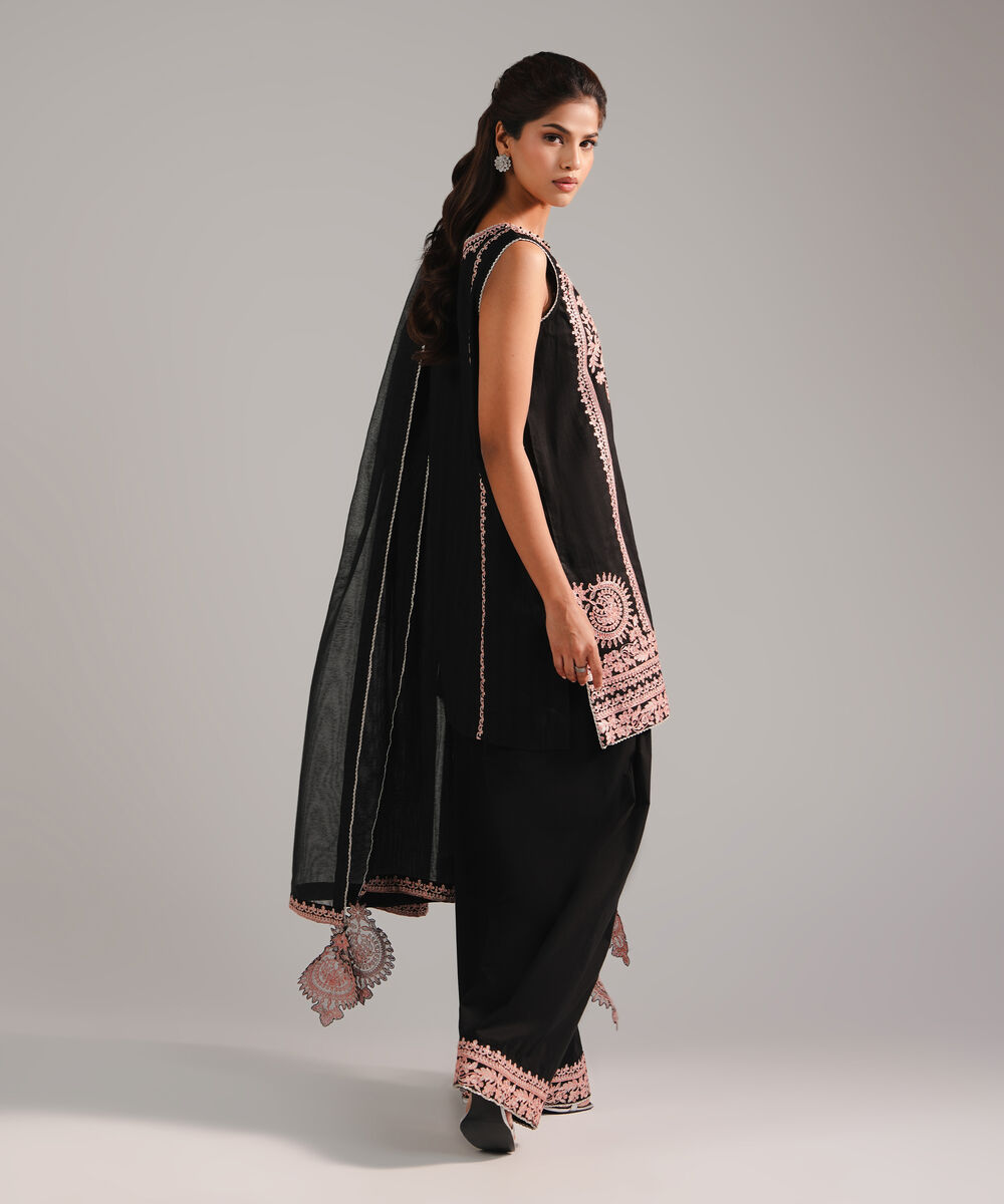 Women's RTW Leno Kara Embroidered Black 3 Piece Suit