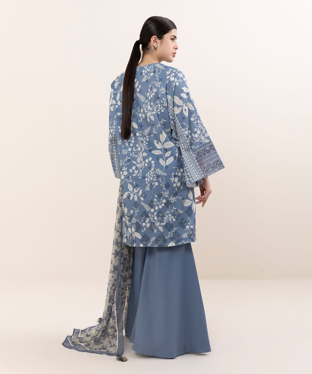 Women's Unstitched Lawn Embroidered Multi Three Piece Suit