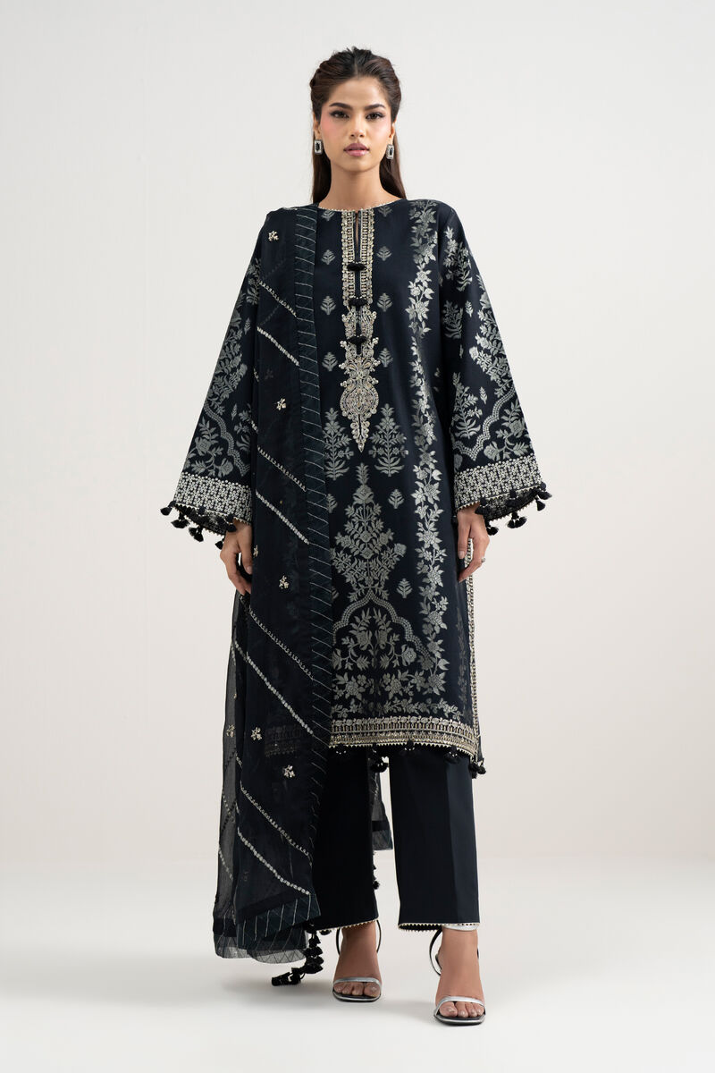3 Piece - Embroidered Jacquard Suit