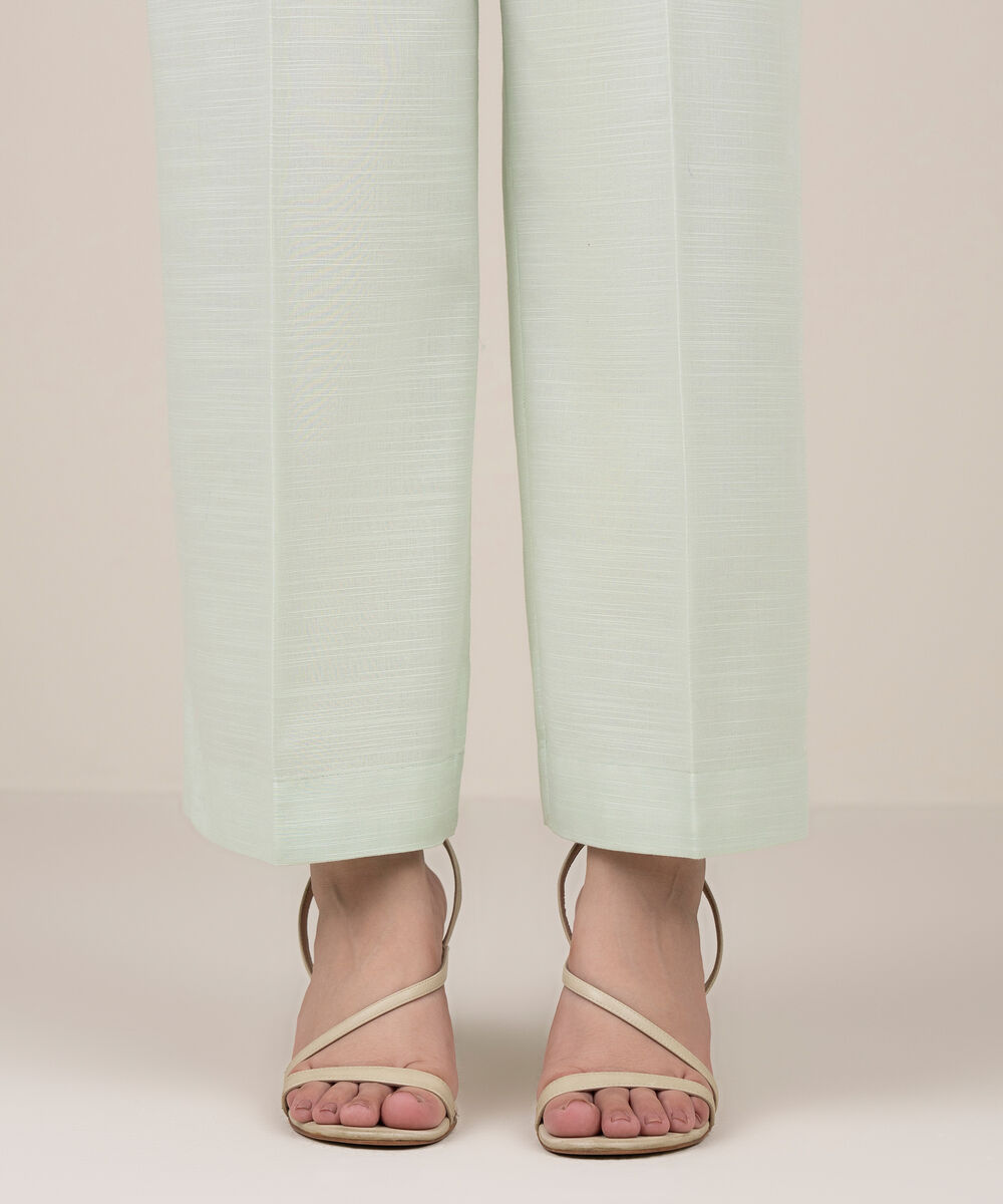 Women's RTW Khaddar Solid Mint Green Culottes