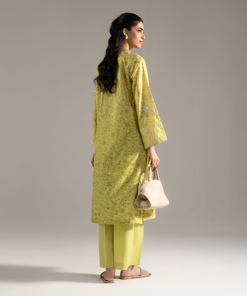 Women's RTW Lawn Printed Embroidered Green 2 Piece Suit