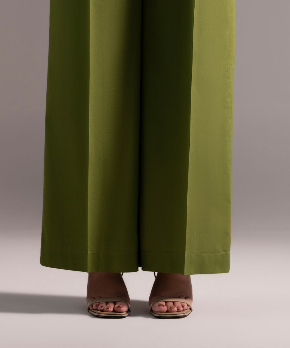 Women's RTW Cambric Solid Green Culottes