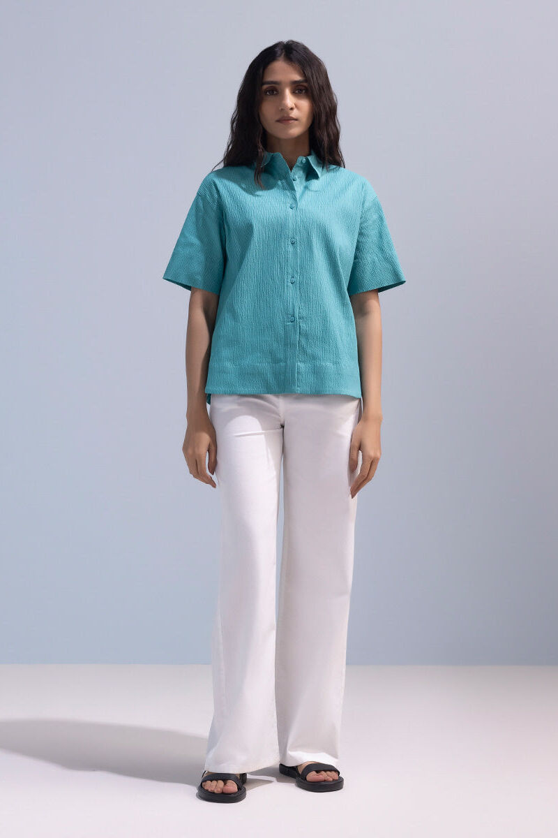 Short Sleeved Seersucker Shirt