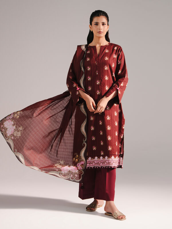 3 Piece - Printed Leno Kara Suit