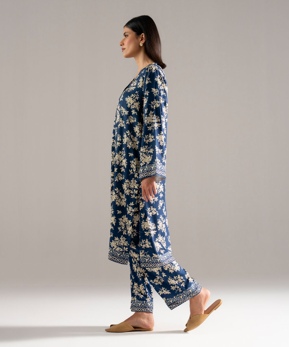 Women's RTW Bedford Printed Blue 2 Piece Suit