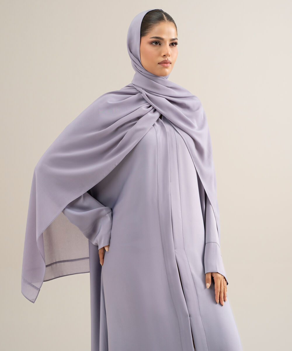 Women's Polyster Lilac Regular Abbaya Set