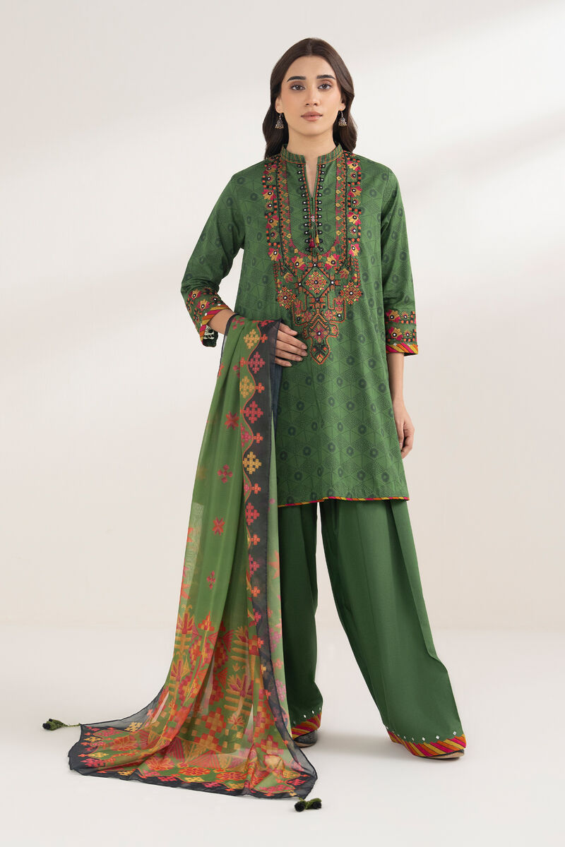 3 Piece - Embroidered Cotton Suit