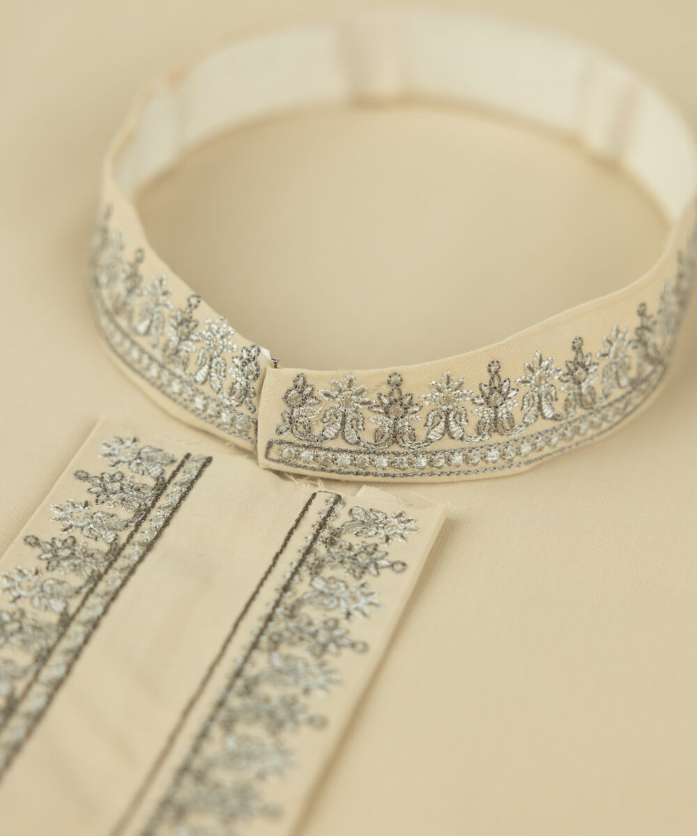 Men Unstitched Wash & Wear Beige Full Suit Fabric