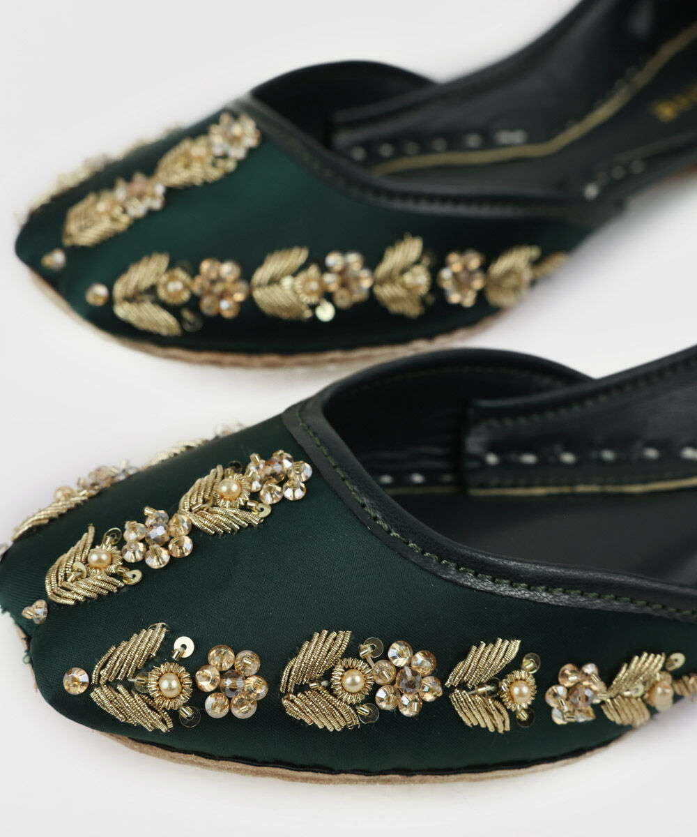 Woman - Green Embellished Khussas