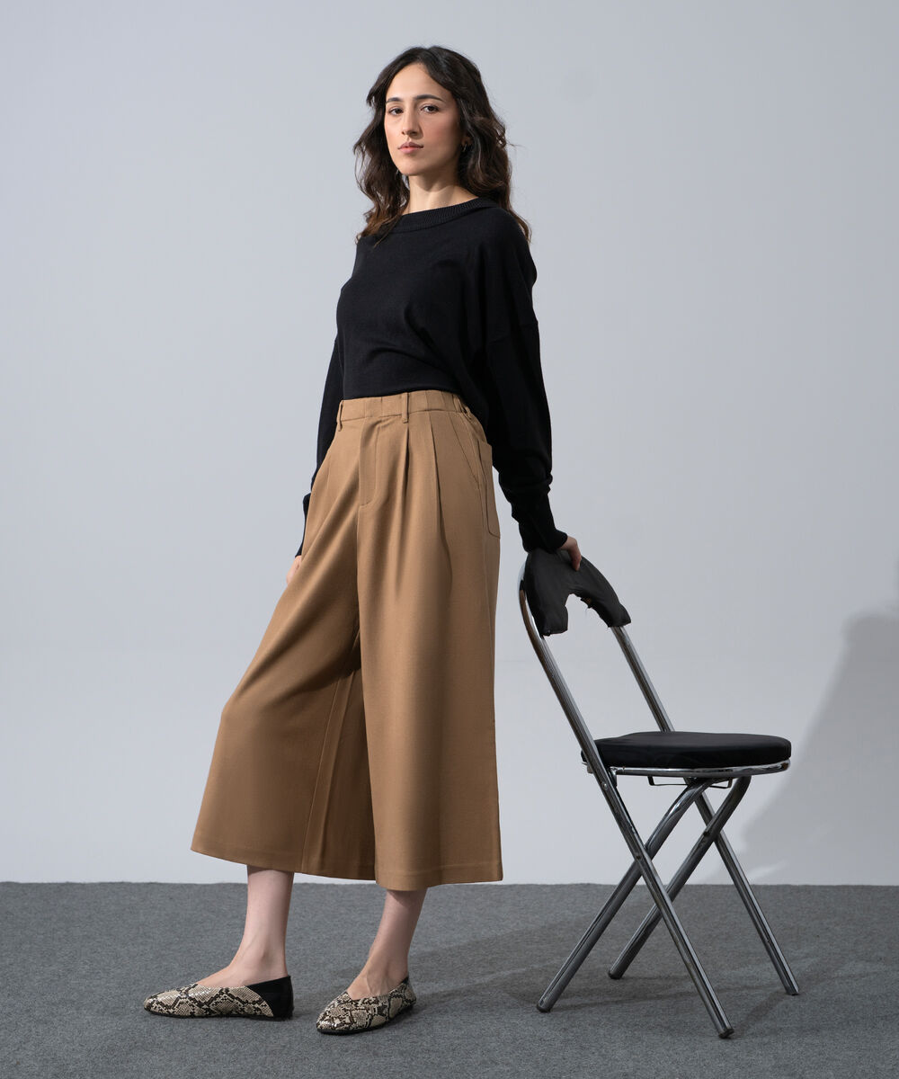 Women's Western Wear Camel Wide Leg Culottes