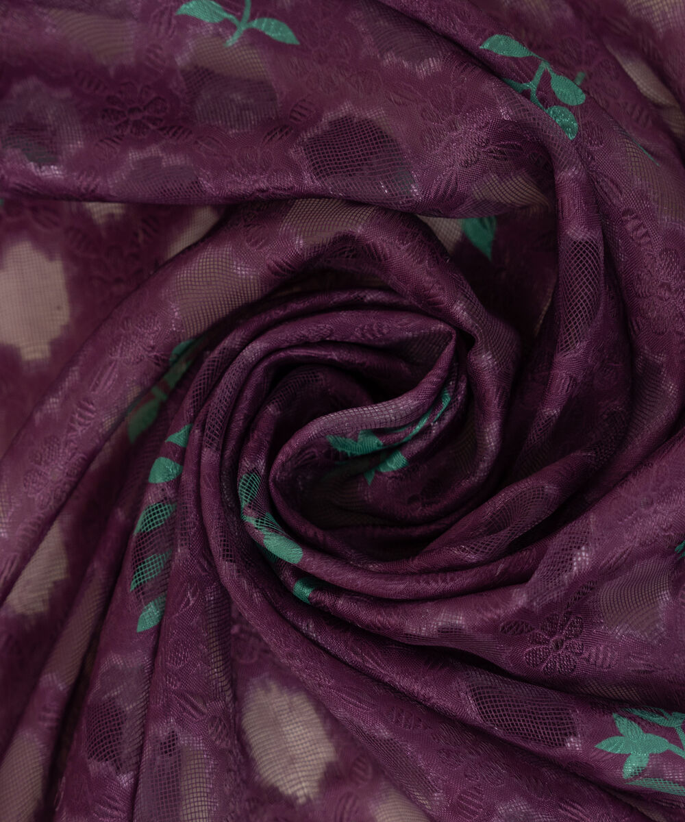 Brochea Jacquard Printed Purple Dupatta