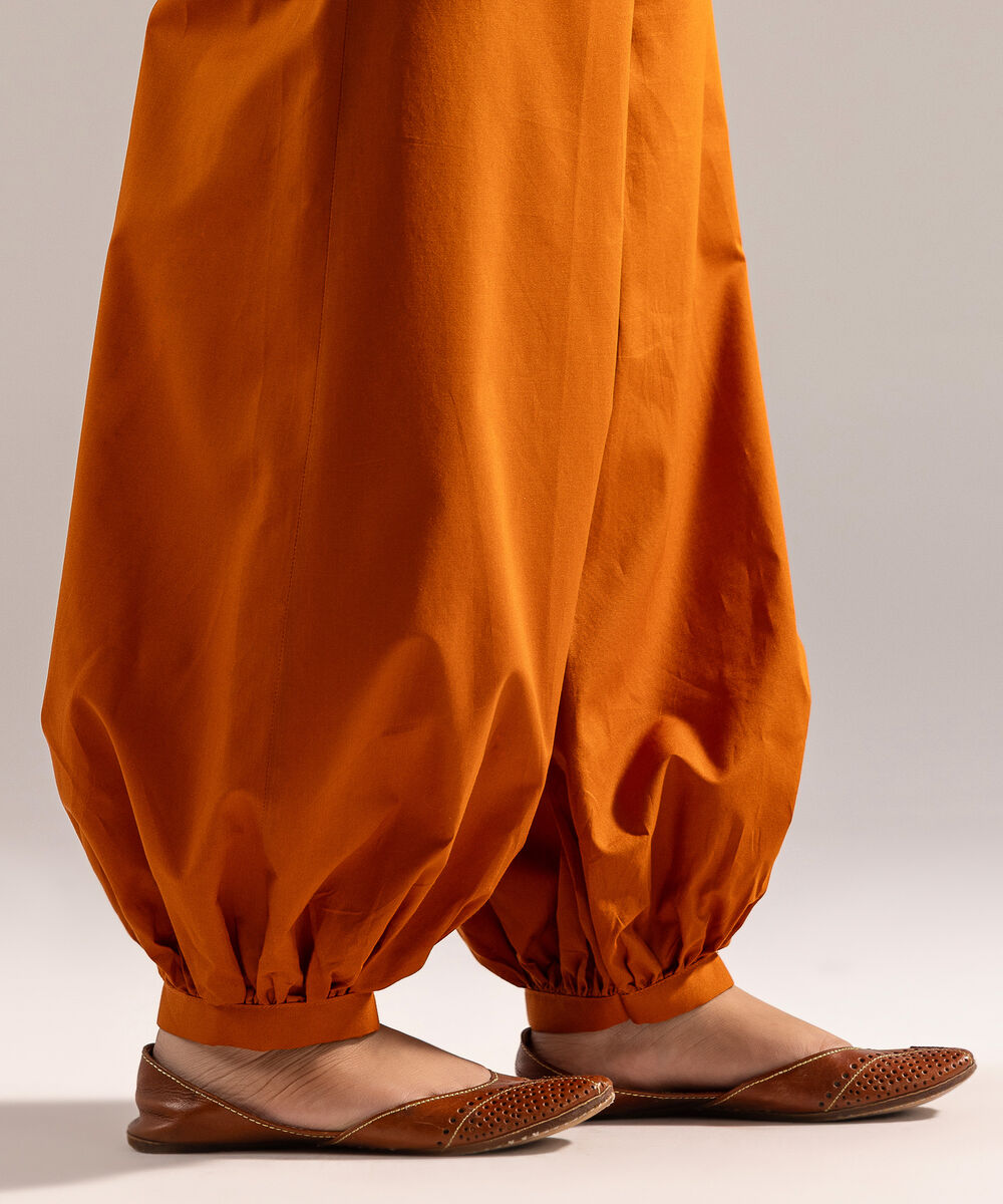 Women's RTW Cambric Solid Orange Balloon Pants