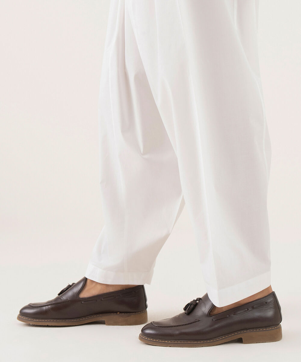 Men's 100% Cotton Plain Off-White Kurta Shalwar