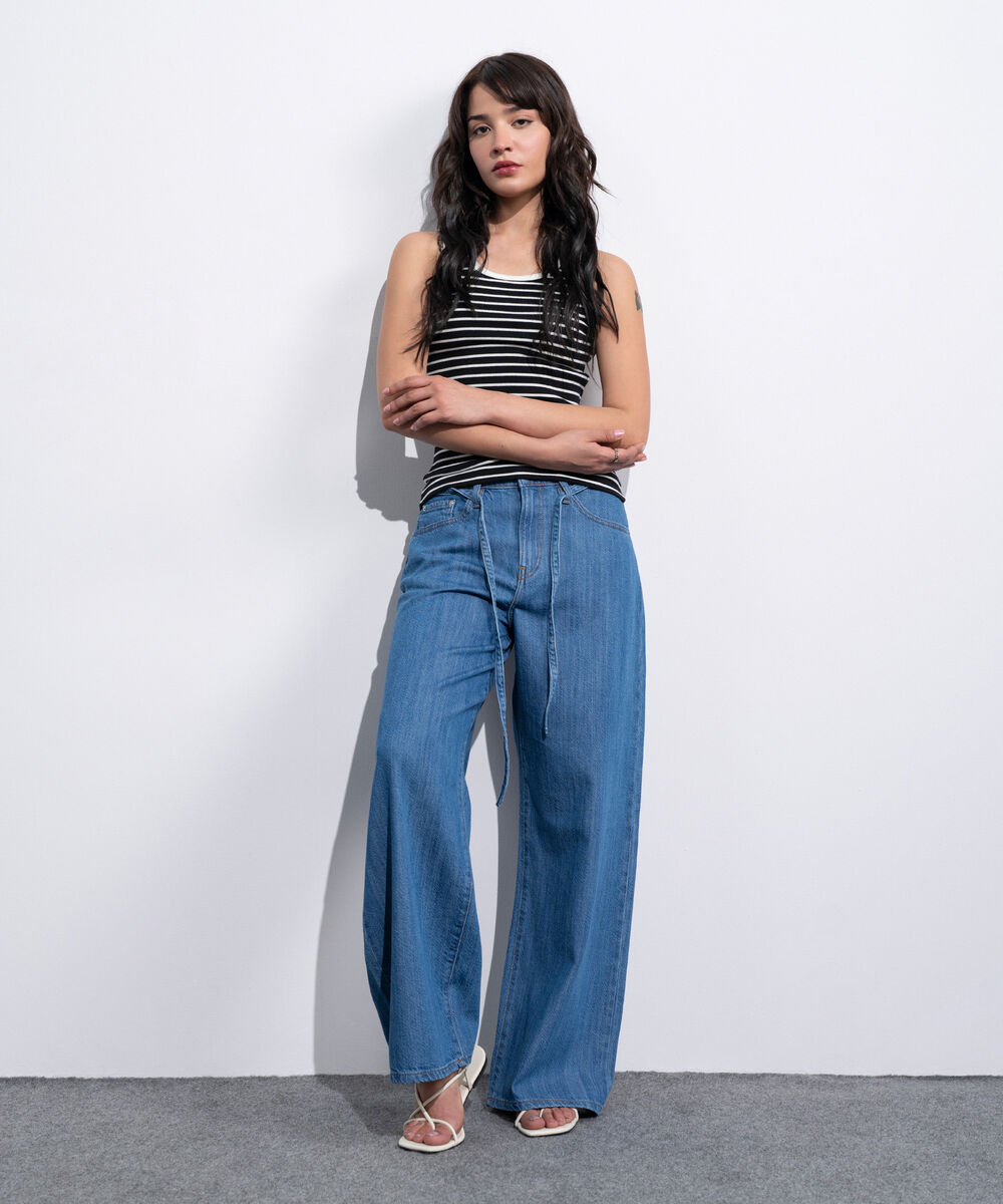 Women's Western Black And White Striped Sleeveless Tank Top