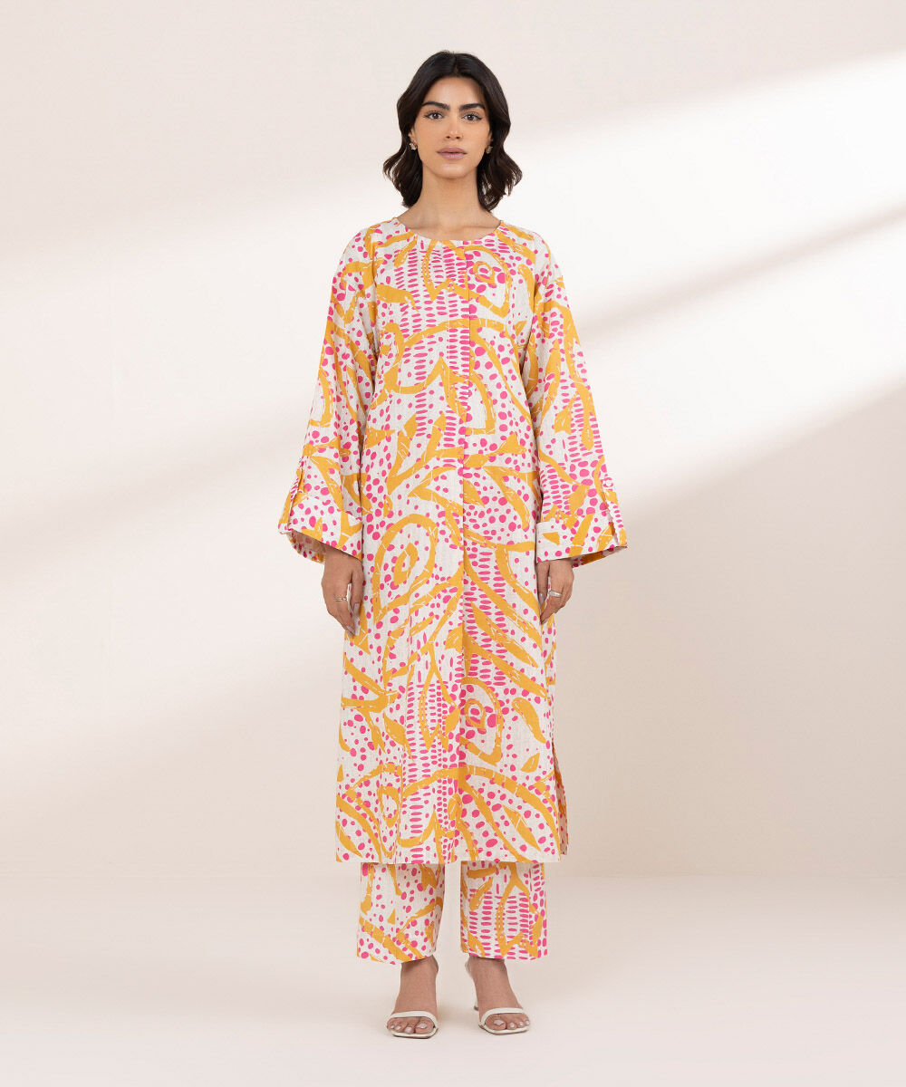 Women's RTW Textured Lawn Multi Printed Boxy Shirt