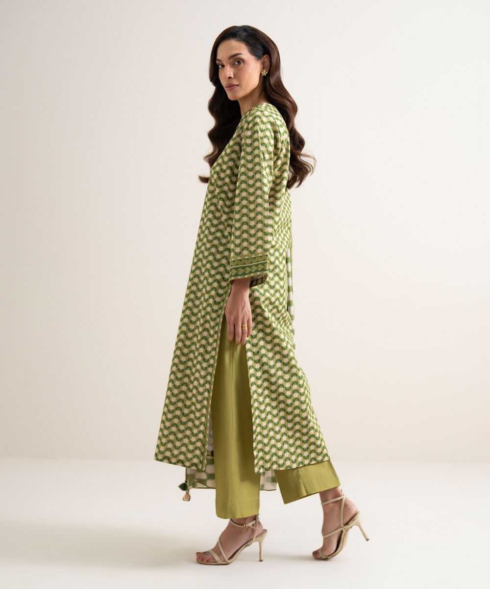 Women's Unstitched Lawn Printed Green 3 Piece Suit