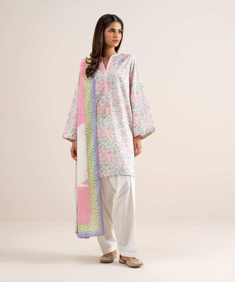 Women's Unstitched Lawn Printed Multi 3 Piece Suit
