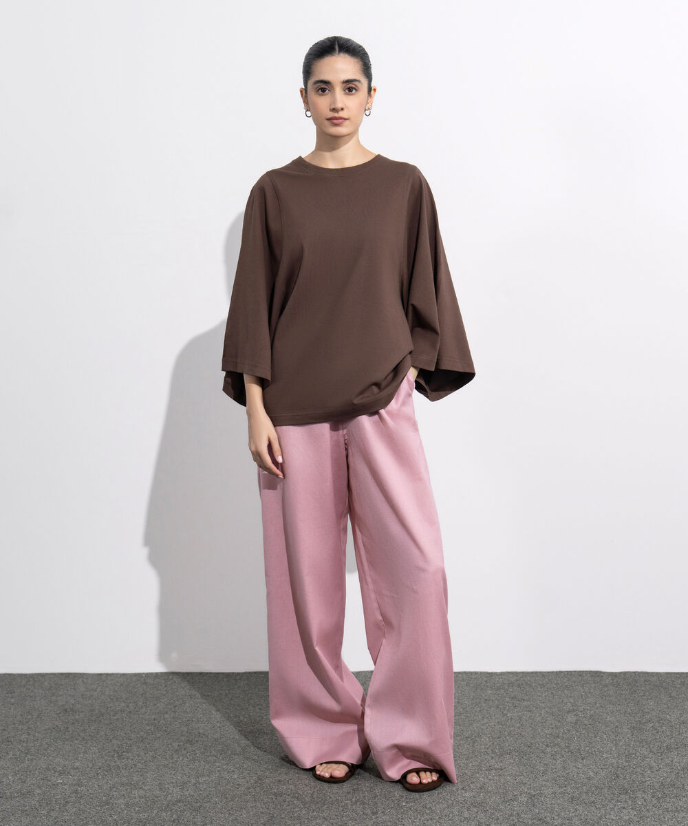 Women's Western Wear Maroon Oversized Jersey T-Shirt