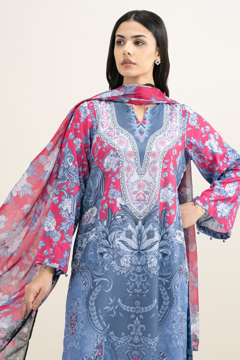3 Piece - Printed Silk Suit