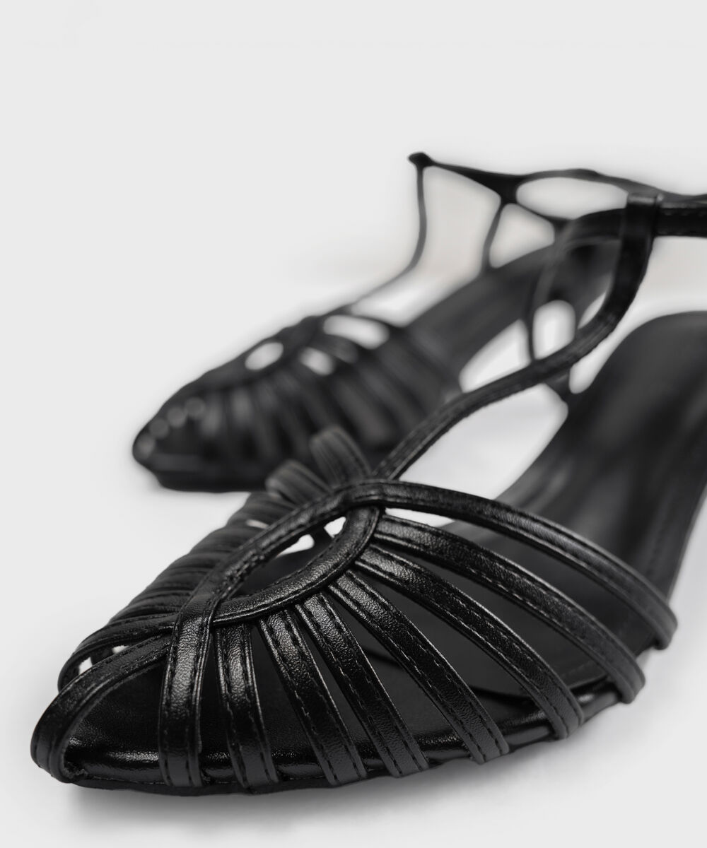 Women's Black Kitten Heel Sandal