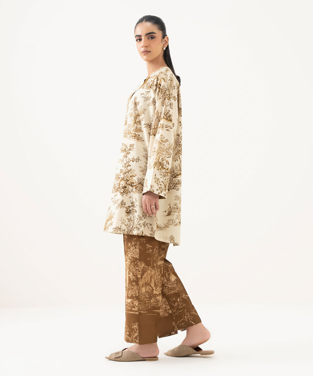 Women's RTW Lawn Printed Multi Drop Shoulder Shirt