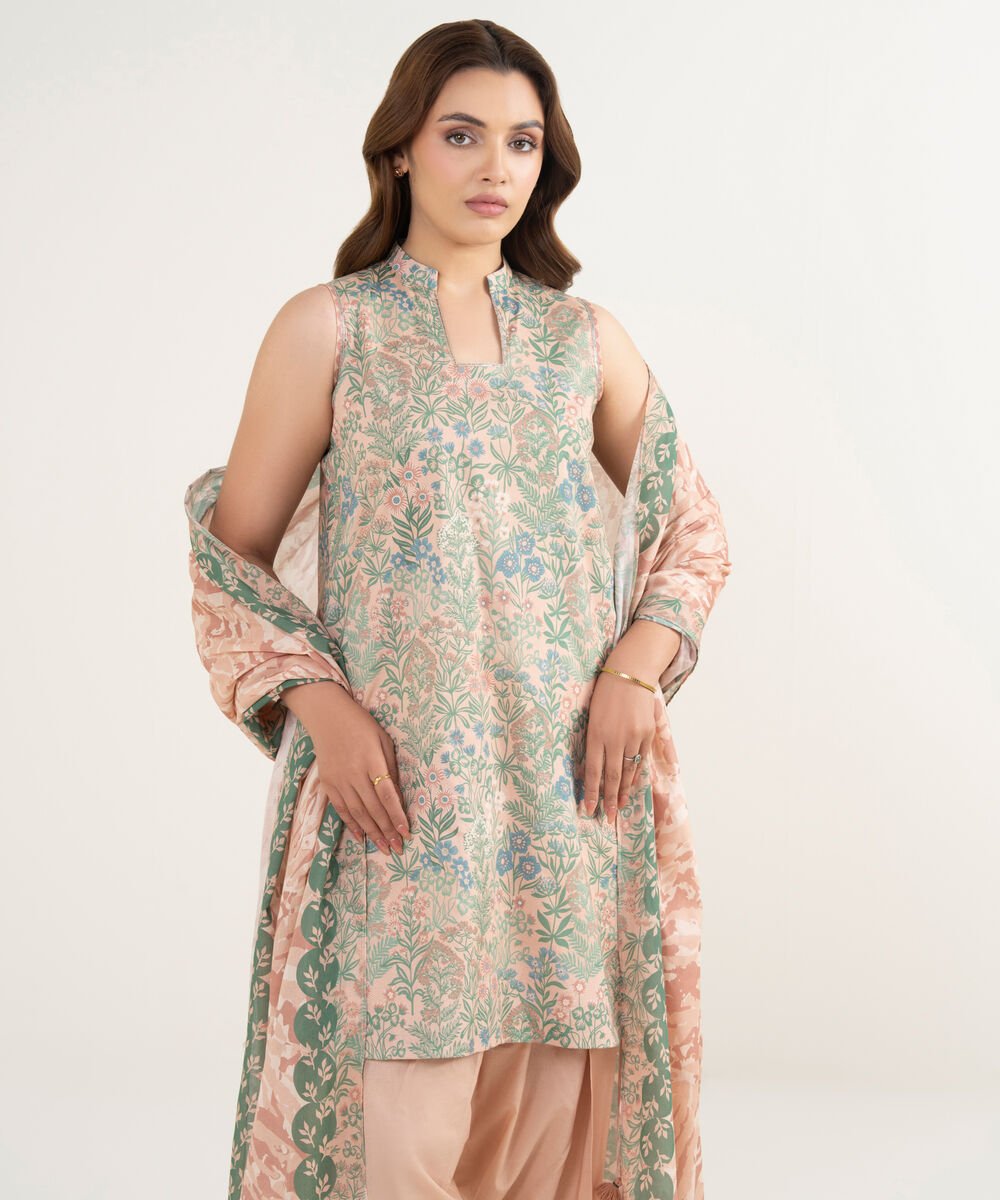 Women's Unstitched Lawn Printed Multi 3 Piece Suit