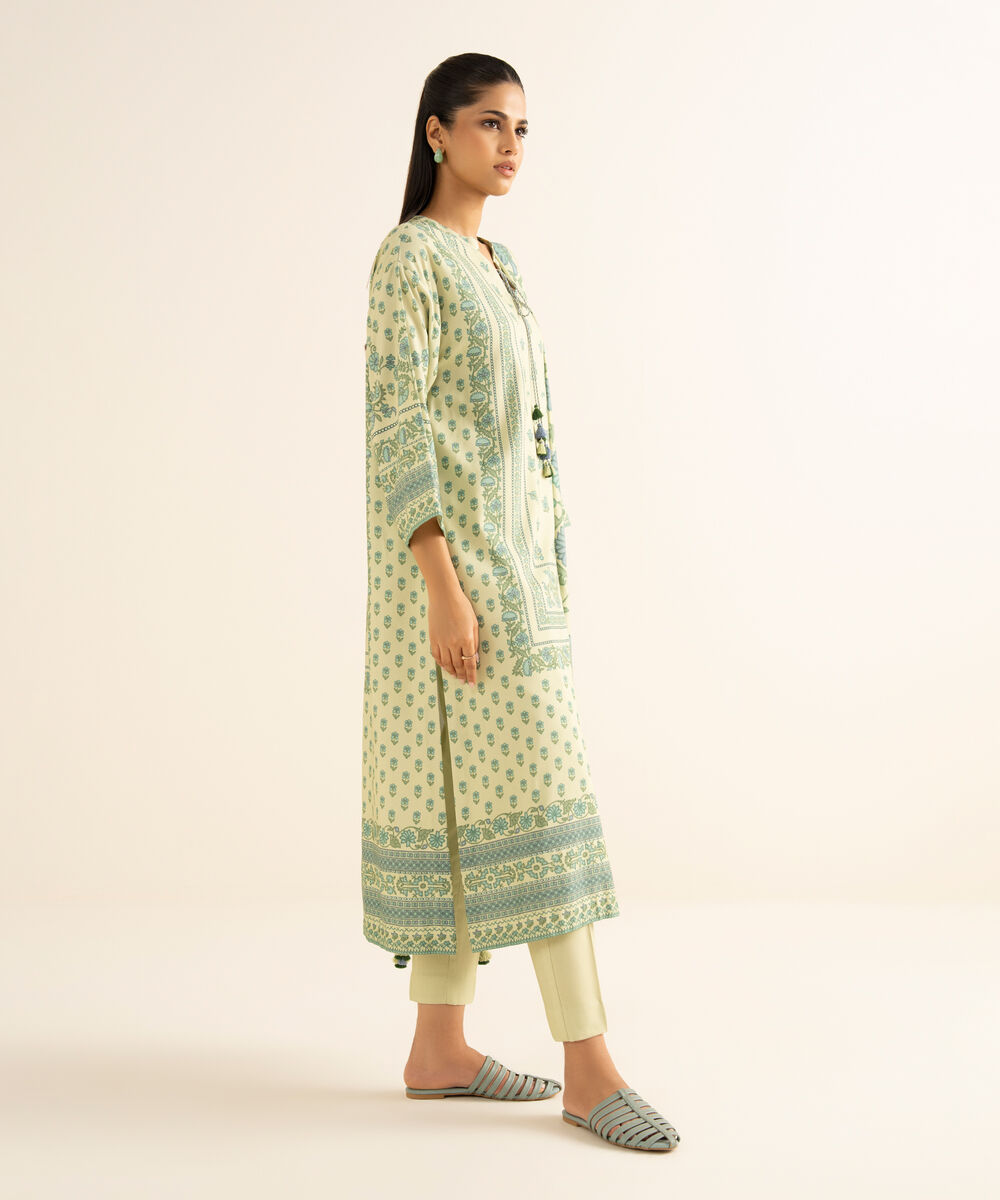 Women's Unstitched Linen Printed Multi 3 Piece Suit