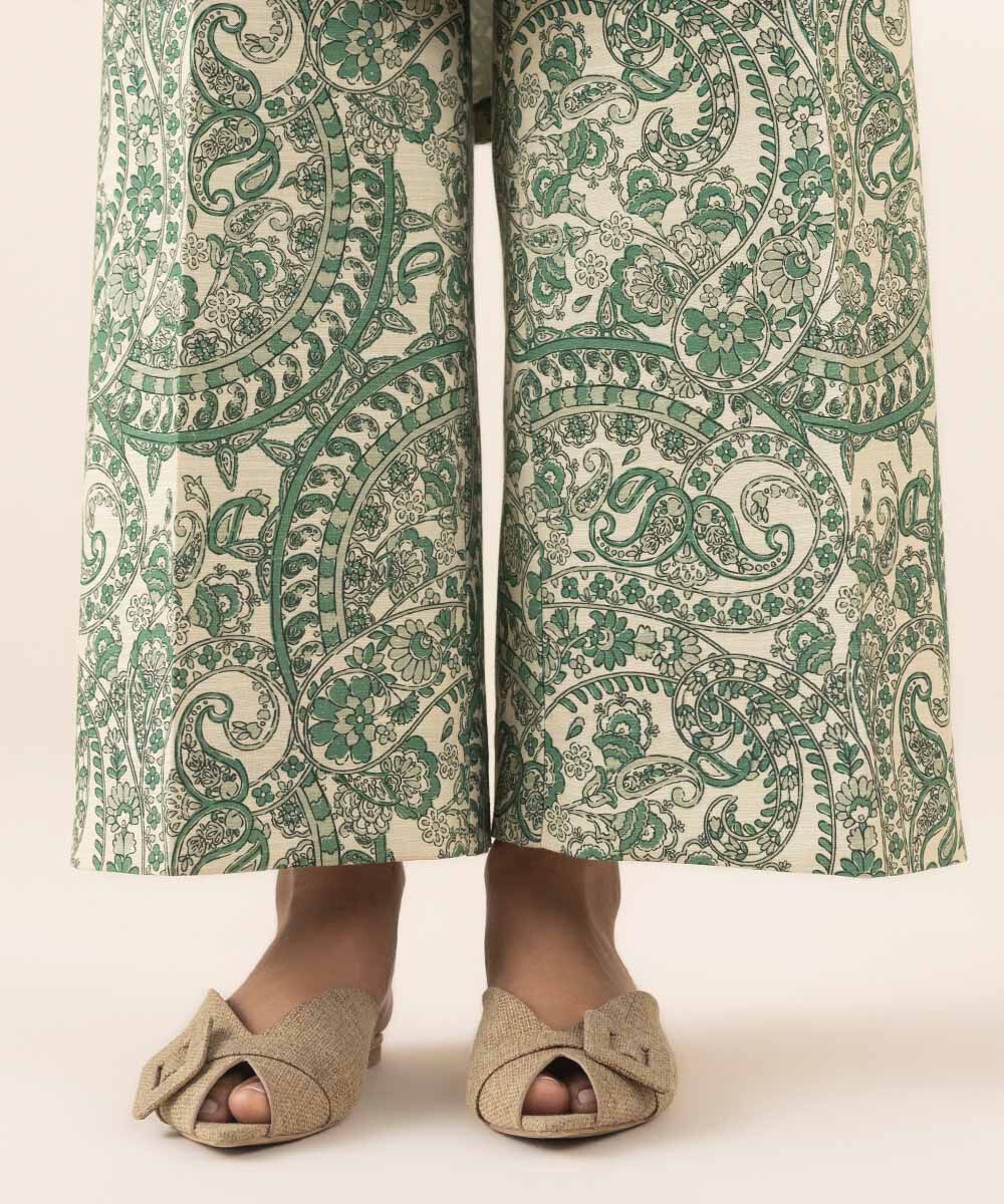 Woman - Green 2 Piece - Printed Khaddar Suit