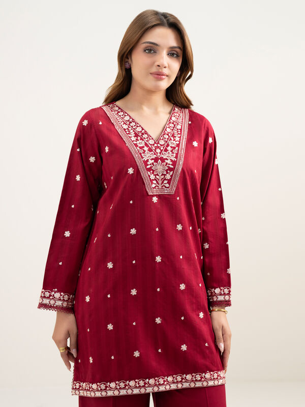 2 Piece - Embroidered Dobby Suit