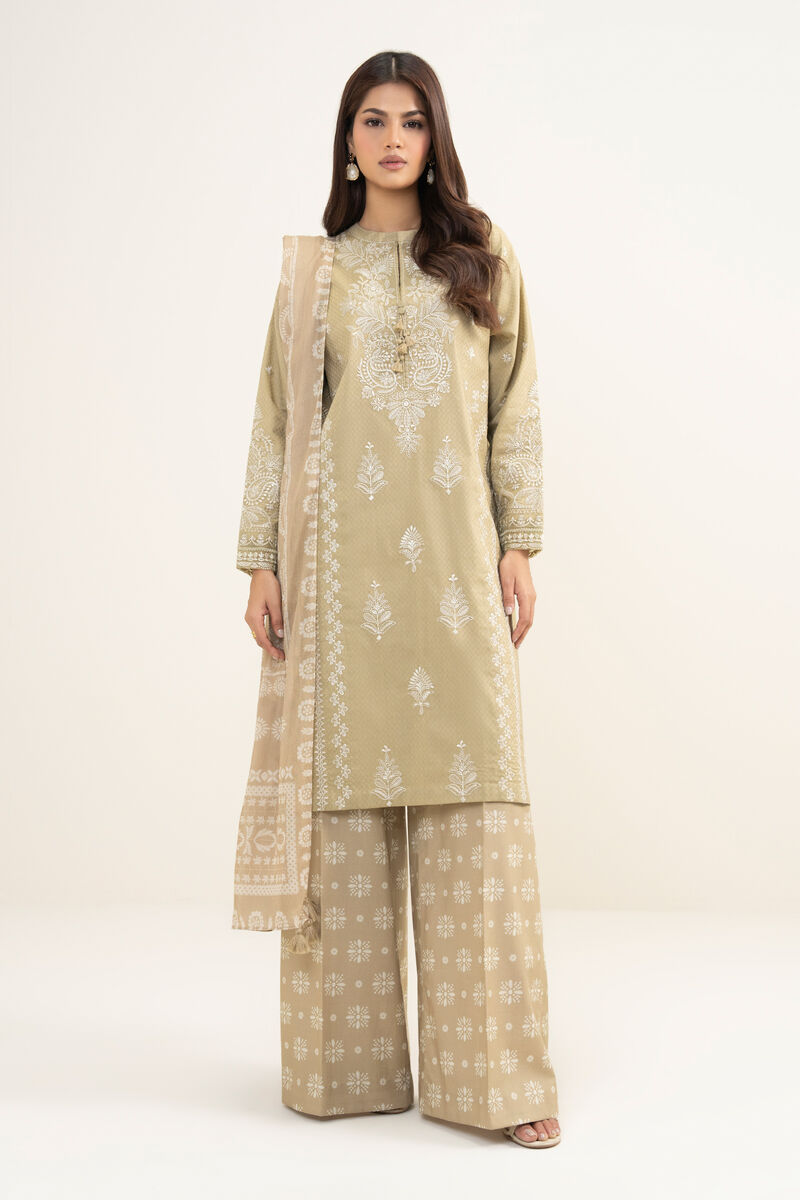 3 Piece - Embroidered Dobby Suit