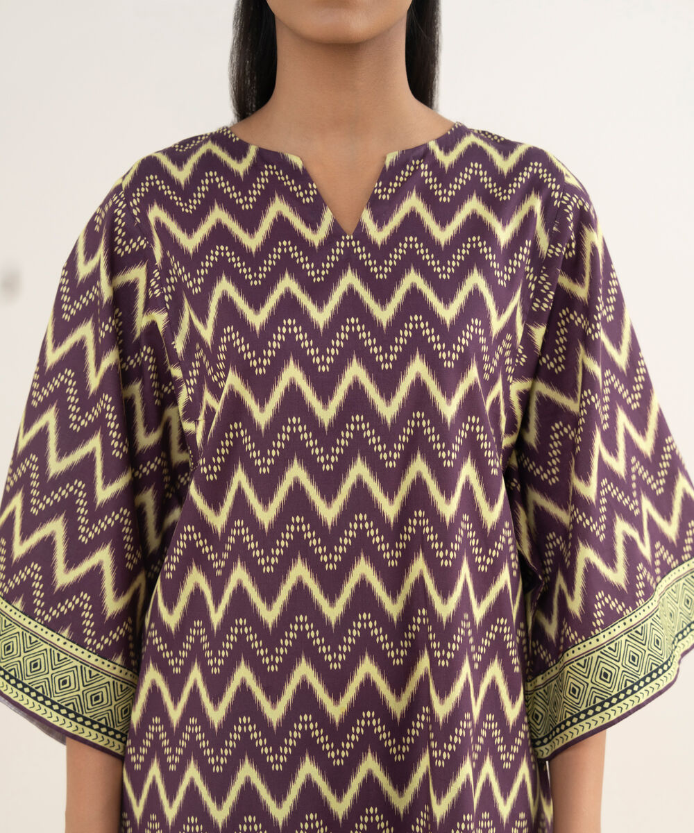 Women's Unstitched Lawn Printed Purple 3 Piece Suit