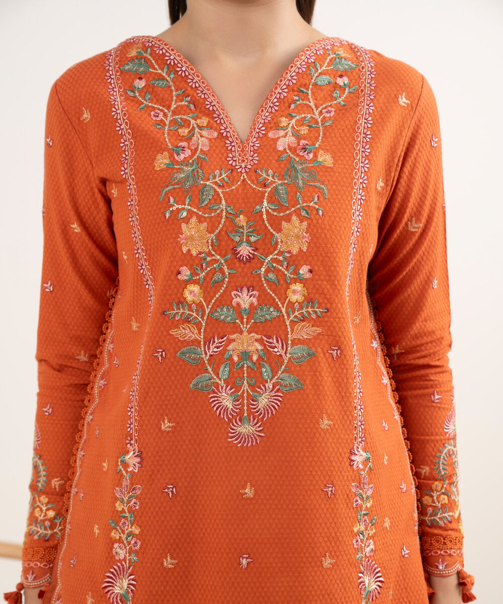 Women's Unstitched Dobby Dyed Three Piece Suit