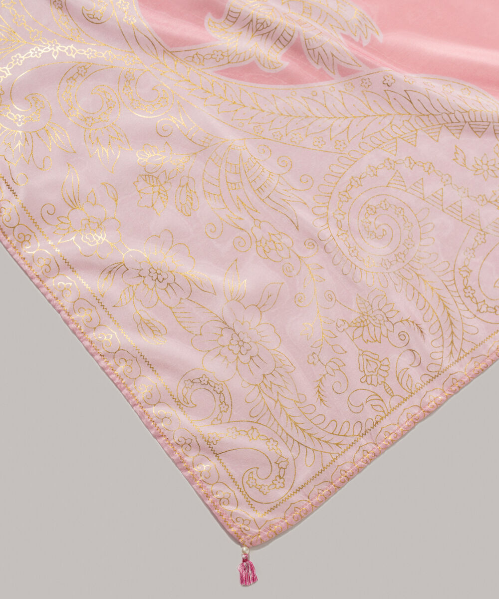 Women's RTW Blended tissue Printed Pink Dupatta