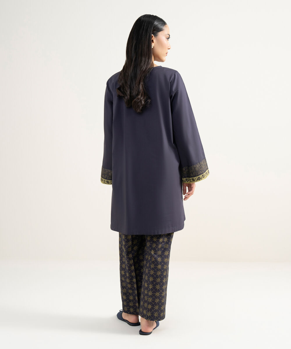 Women's RTW Lawn Solid Black Straight Shirt