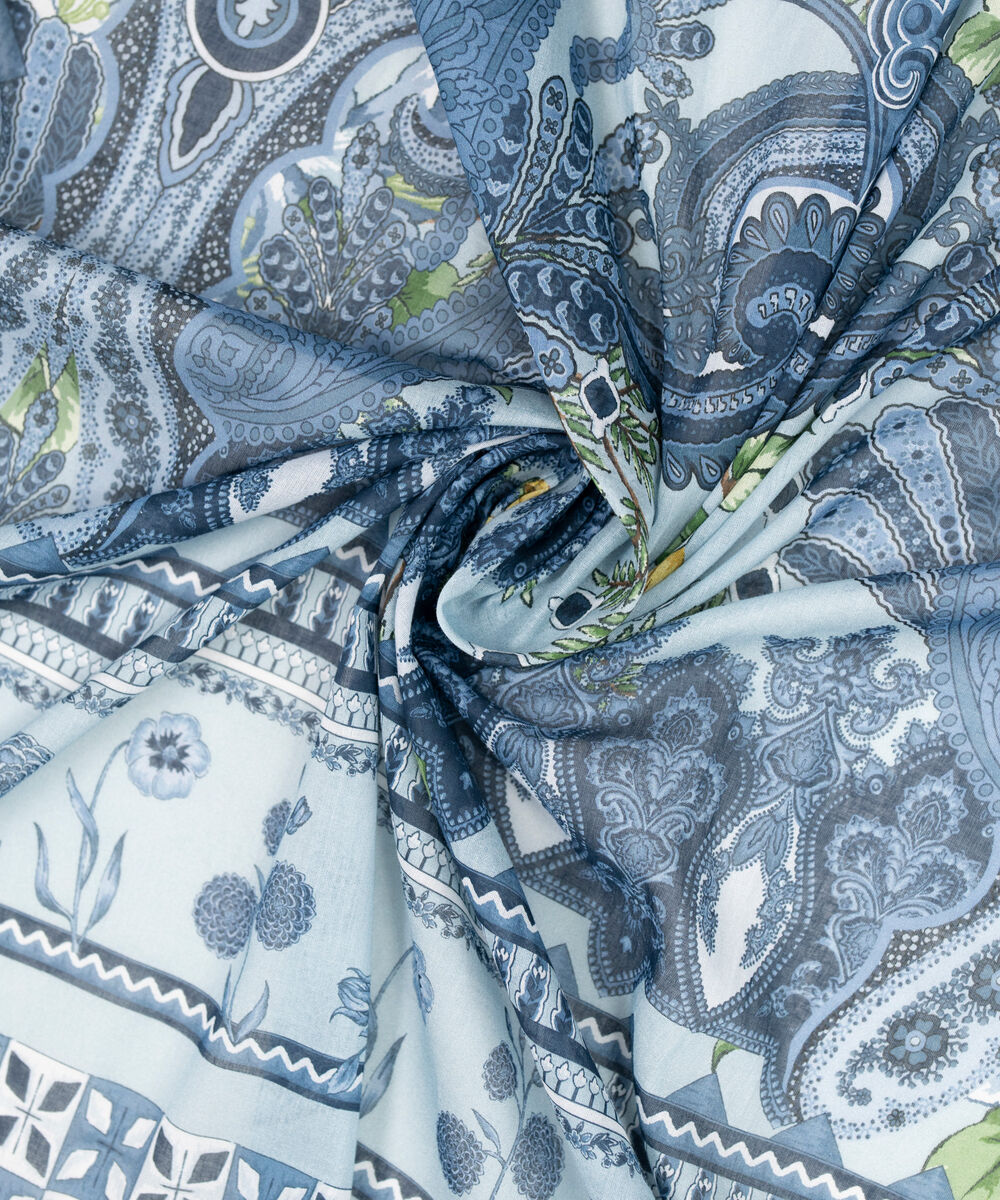 Lawn Printed Blue Dupatta