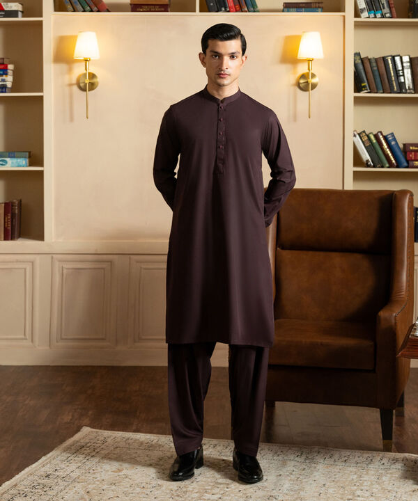 Embroidered Viscose Blended Suit - Slim Fit null