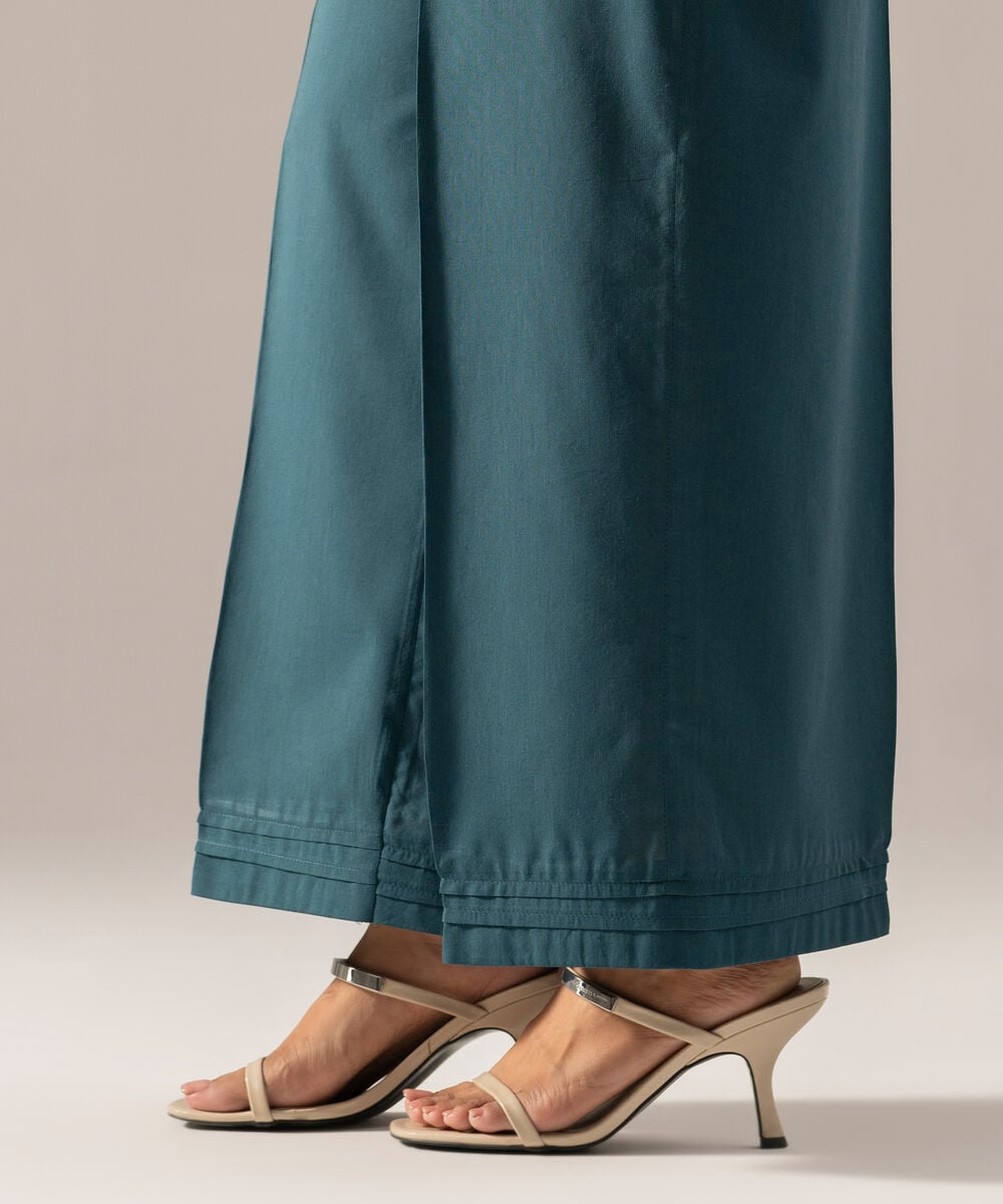 Women's RTW Solid Teal Cotton Viscose Culottes