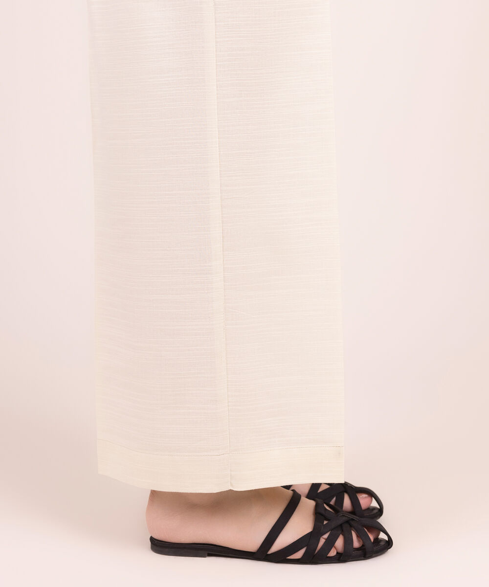 Women's RTW Khaddar Solid Off White Culottes