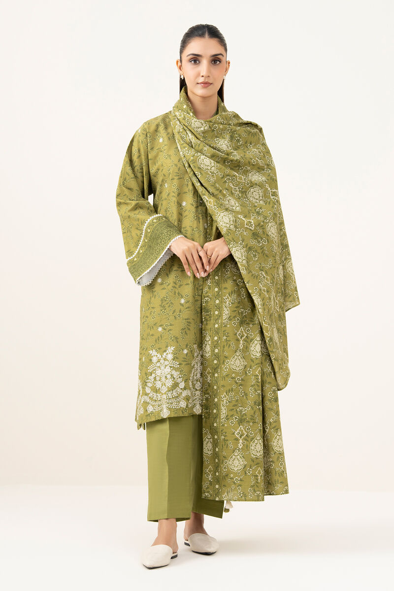 3 Piece - Embroidered Cotton Suit