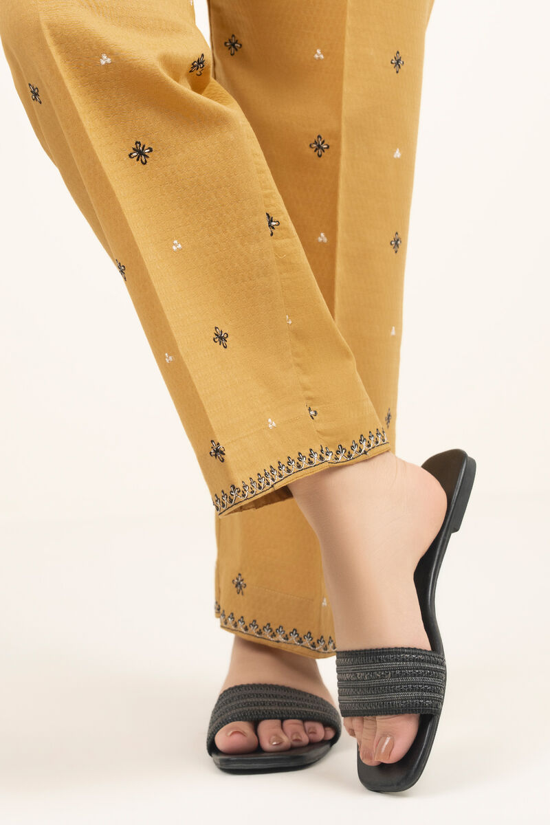 Embroidered Dobby Straight Pants
