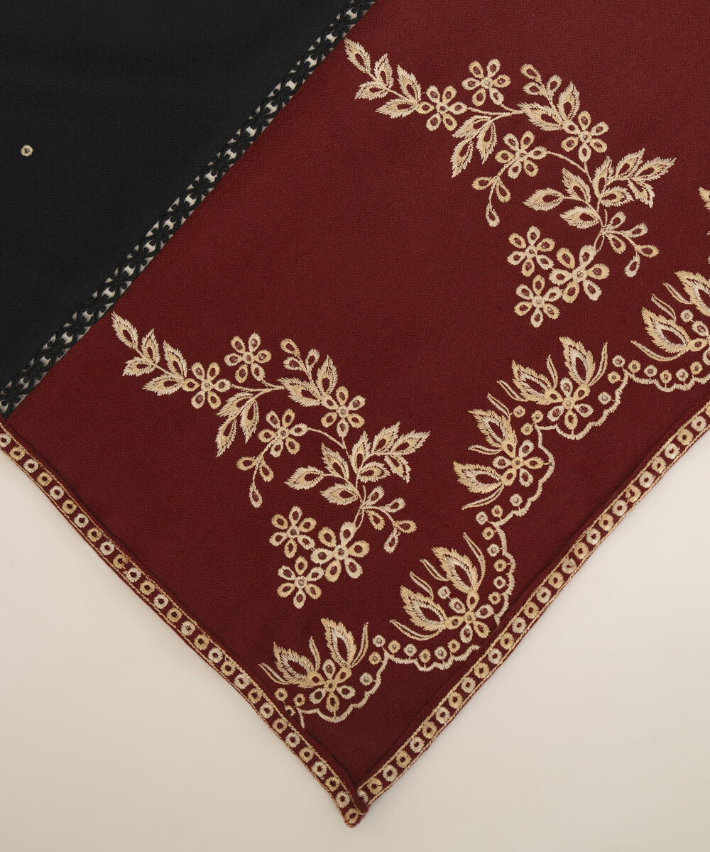 Dobby Embroidered Black Dupatta