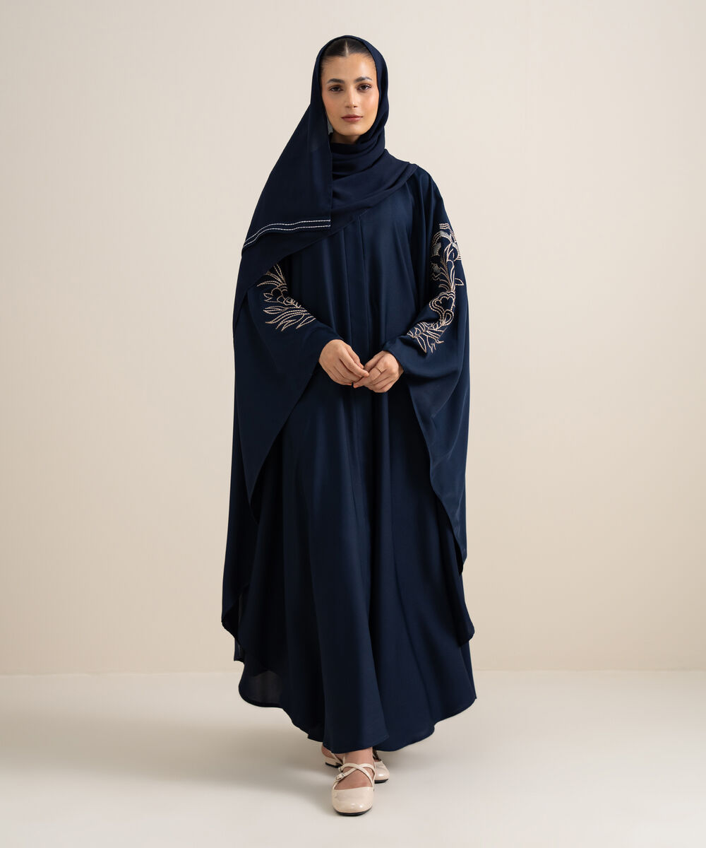 Women's Navy Blue Kaftan Abaya Set